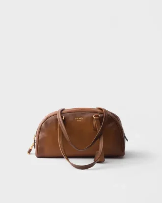 Bolso de piel Prada Bowling mediano con asa superior
