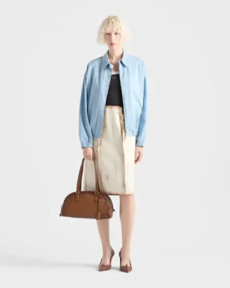 Bolso de piel Prada Bowling mediano con asa superior