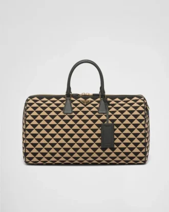 Bolso de viaje grande de tela con el símbolo Symbole de Prada bordado