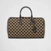 Bolso de viaje mediano de tela con el símbolo de Prada bordado Bolso de viaje mediano de tela con el símbolo de Prada bordado