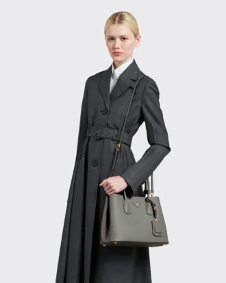 Bolso doble mediano de piel Saffiano de Prada