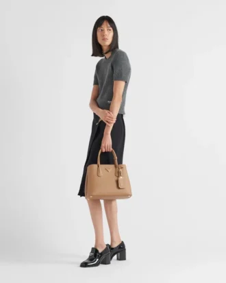 Bolso doble mediano de piel Saffiano de Prada