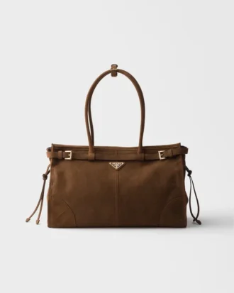 Bolso grande Bonnie de Prada en piel de nubuck
