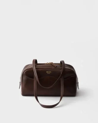 Bolso grande con asa superior de piel envejecida de Prada