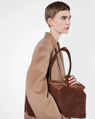 Bolso grande de ante Bonnie de Prada