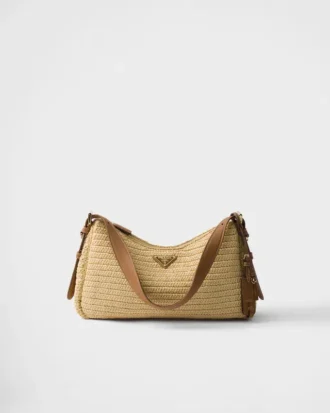 Bolso grande de ganchillo y piel Prada Aimae