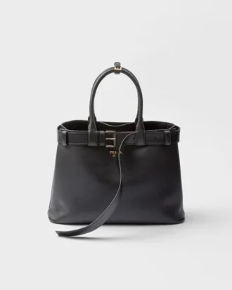 Bolso grande de piel con hebilla Prada y cinturón