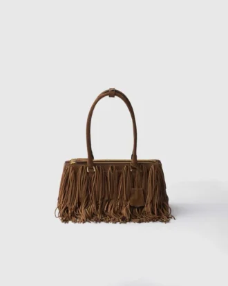 Bolso mediano de ante con flecos de Prada Galleria