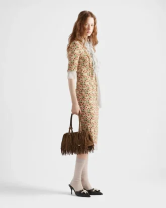 Bolso mediano de ante con flecos de Prada Galleria