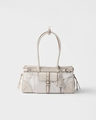 Bolso mediano Prada Bonnie de lino estampado y piel