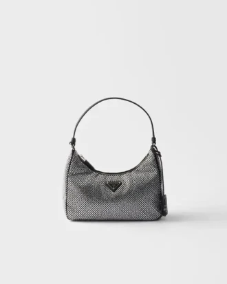 Bolso mini de satén con tachuelas de cristal Prada Re-Edition 2005