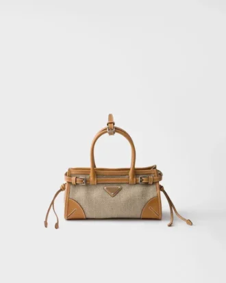 Bolso pequeño Bonnie de Prada en lino y piel