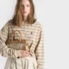 Bolso pequeño Bonnie de Prada en lino y piel Bolso pequeño Bonnie de Prada en lino y piel