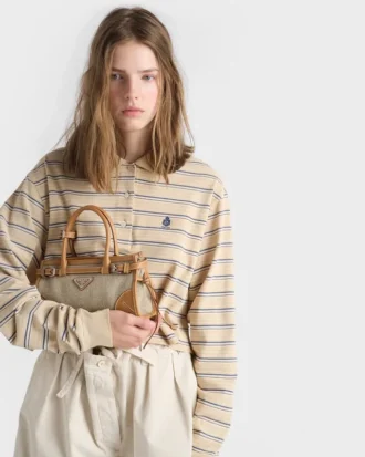 Bolso pequeño Bonnie de Prada en lino y piel