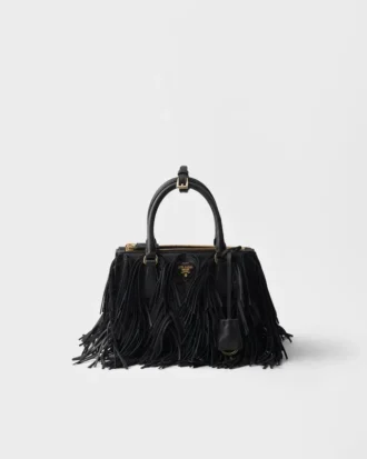 Bolso pequeño de piel con flecos Prada Galleria
