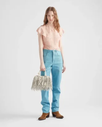 Bolso pequeño de piel con flecos Prada Galleria