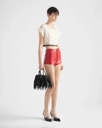 Bolso pequeño de piel con flecos Prada Galleria