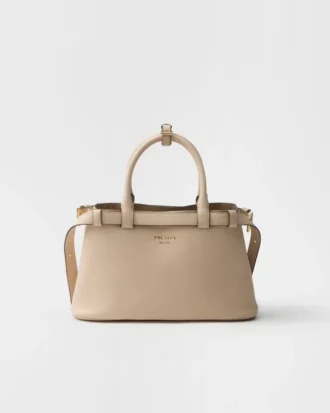 Bolso pequeño de piel con hebilla y doble correa de Prada