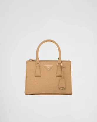 Bolso pequeño de piel de avestruz Prada Galleria