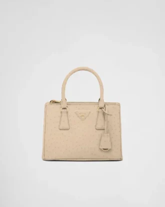 Bolso pequeño de piel de avestruz Prada Galleria