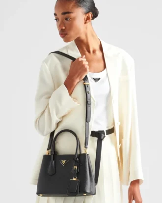 Bolso pequeño doble de piel Saffiano de Prada Double