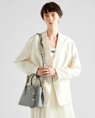 Bolso pequeño doble de piel Saffiano de Prada Double
