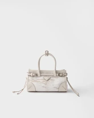 Bolso pequeño Prada Bonnie de lino estampado y piel