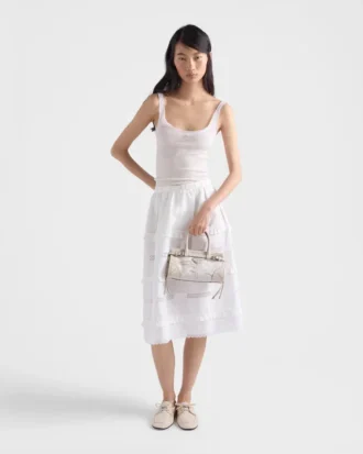 Bolso pequeño Prada Bonnie de lino estampado y piel