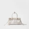Bolso pequeño Prada Bonnie de lino estampado y piel Bolso pequeño Prada Bonnie de lino estampado y piel