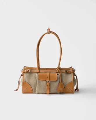 Bolso Prada Bonnie mediano de lino y piel