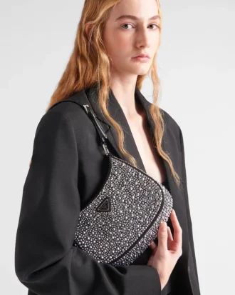 Bolso Prada Cleo de satén con cristales