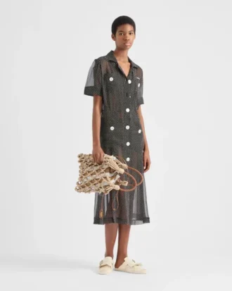 Bolso Prada Noua mediano de macramé de algodón