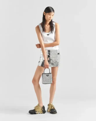 Bolso Prada Panier de satén con cristales