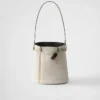 Bolso tipo cubo de piel con hebilla de Prada y cinturón con joyas Bolso tipo cubo de piel con hebilla de Prada y cinturón con joyas