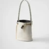 Bolso tipo cubo de piel con hebilla de Prada y cinturón con joyas Bolso tipo cubo de piel con hebilla de Prada y cinturón con joyas
