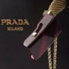 Bolso tipo cubo de piel con hebilla de Prada y cinturón con joyas Bolso tipo cubo de piel con hebilla de Prada y cinturón con joyas