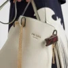 Bolso tipo cubo de piel con hebilla de Prada y cinturón con joyas Bolso tipo cubo de piel con hebilla de Prada y cinturón con joyas