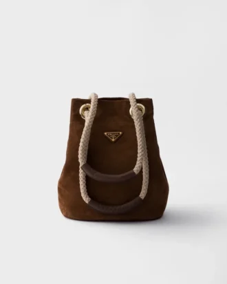 Bolso tipo cubo pequeño de ante Prada Mariner