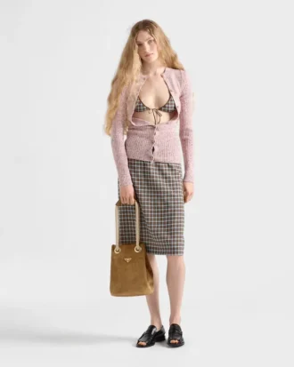 Bolso tipo cubo pequeño de ante Prada Mariner
