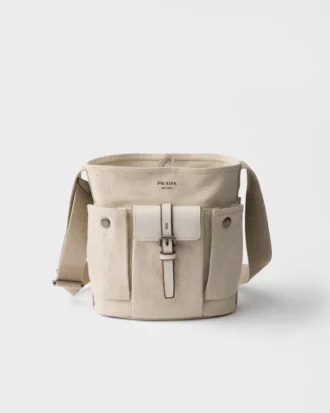 Bolso tipo cubo Prada Route Mini de lona y piel