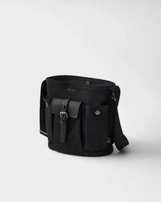 Bolso tipo cubo Prada Route Mini de lona y piel Bolso tipo cubo Prada Route Mini de lona y piel