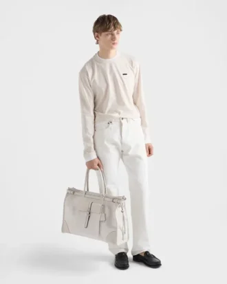Bolso tote de denim y piel Bonnie de Prada