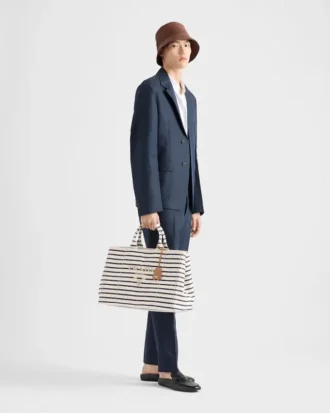 Bolso tote de lona a rayas