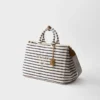 Bolso tote de lona a rayas Bolso tote de lona a rayas