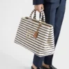 Bolso tote de lona a rayas Bolso tote de lona a rayas