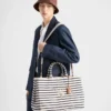 Bolso tote de lona a rayas Bolso tote de lona a rayas