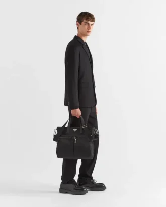 Bolso tote de Re-Nylon y piel Saffiano