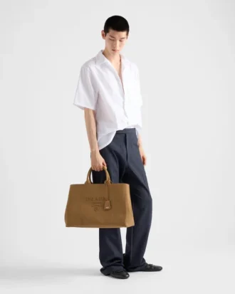 Bolso tote extragrande de lona de algodón Prada Jardiniare