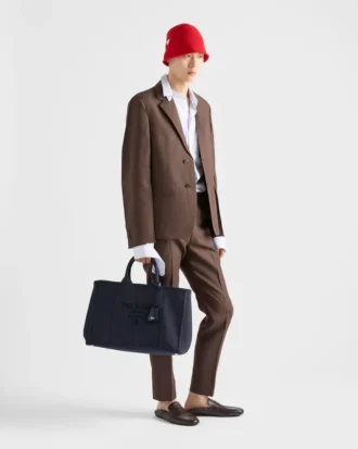Bolso tote extragrande de lona de algodón Prada Jardiniare