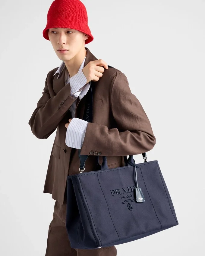 Bolso tote extragrande de lona de algodón Prada Jardiniare Bolso tote extragrande de lona de algodón Prada Jardiniare
